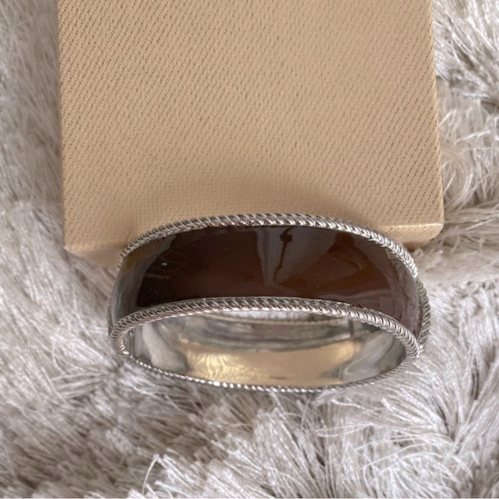 Vineyard Vines Clasp Closure Brown & Silver Bangle Bracelet ~ NWOT